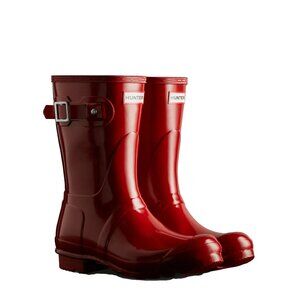 New Womens sz 7 HUNTER  Original Short Gloss Rain Boots Red rubber